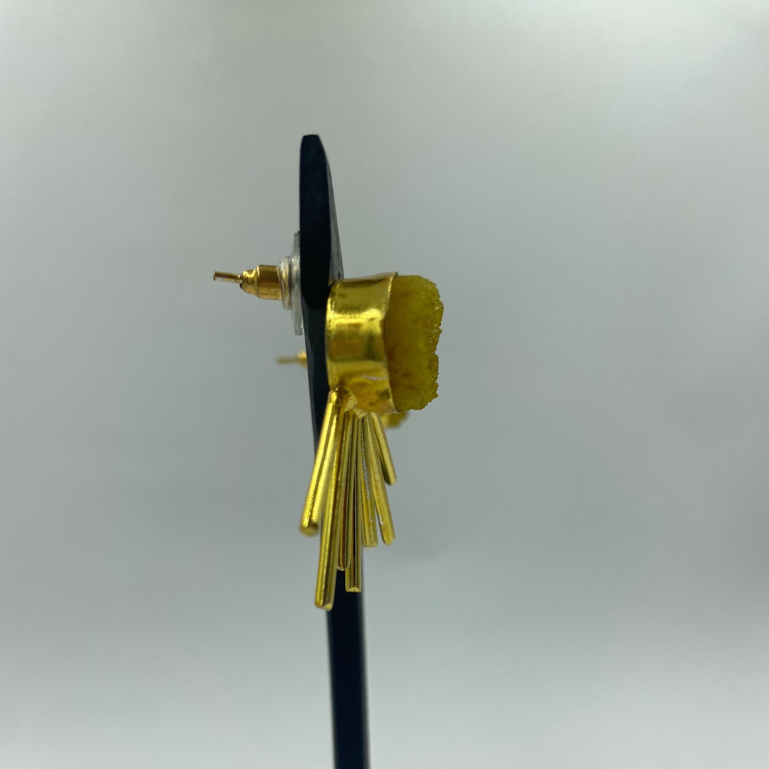 Gold plated earrings SOL with yellow quartz