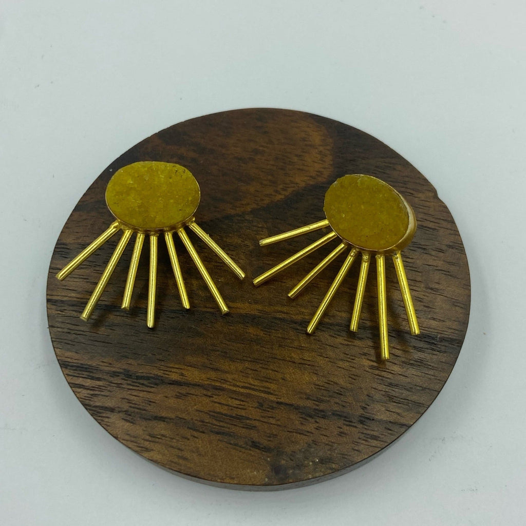 Gold plated earrings SOL with yellow quartz