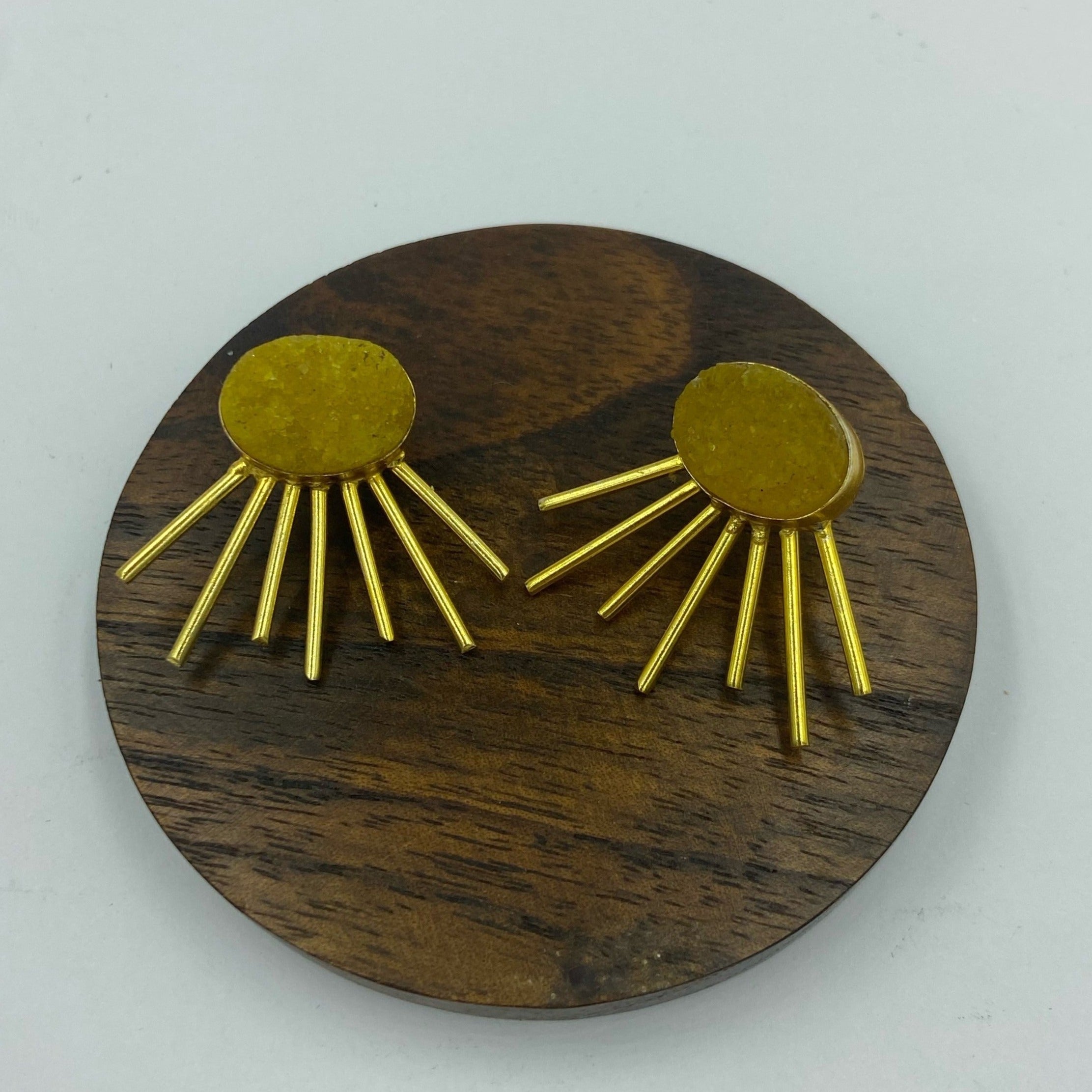 Gold plated earrings SOL with yellow quartz